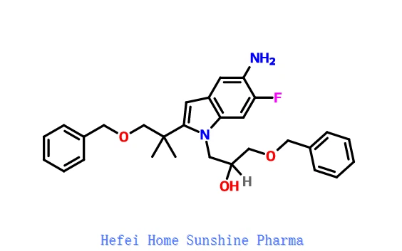1H-indol-1-etanol,5-aMino-2-[1,1-dimetil-2-(fenilmetoxi)etil]-6-fluor-α-[(fenilmetoxi)metil]-, (αR)- CAS 1294504- 67-8